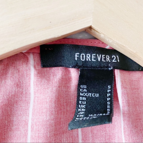 Pink & White Stripe Button Down Tied Waist Crop Top - Picture 2 of 8